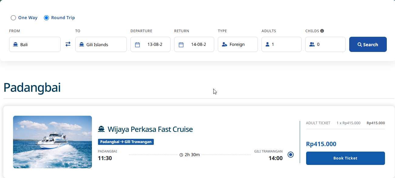 Choose your boat and schedule